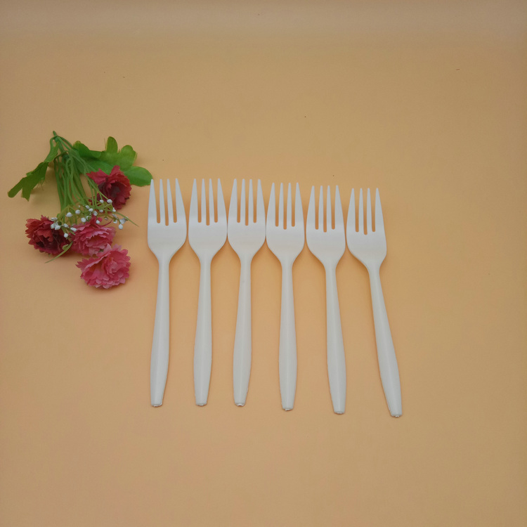 Wholesale Eco Friendly Cornstarch Biodegradable Forks Disposable Plastic Kitchenware
