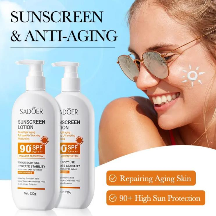 Online Wholesale and Retail Sun Protection Repair Sunburn Waterproof Sunscreen SPF 90+ Sunblock Sunscreen Strong Lasting 22 Hours Moisturizing Sunscreen Lotion