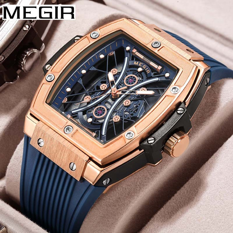 Megir 8109 Fashionable Square Luminous Sports Watch Men's Quartz Watch