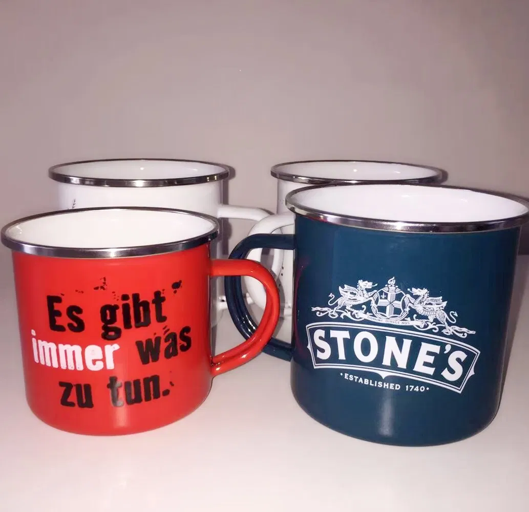8cm Enamelware Campling Cup Stainless Steel Rim Kitchenware Tools Enamel Mug