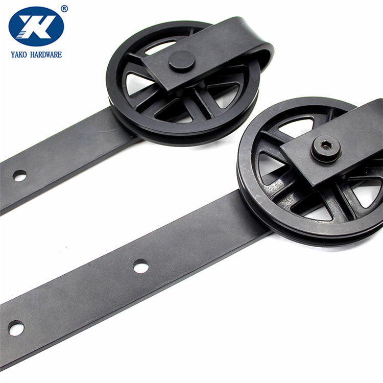 Black Rustic Sliding Door Hardware Barn Strap Style Stainless Steel Sliding Barn Door Hardware Kit