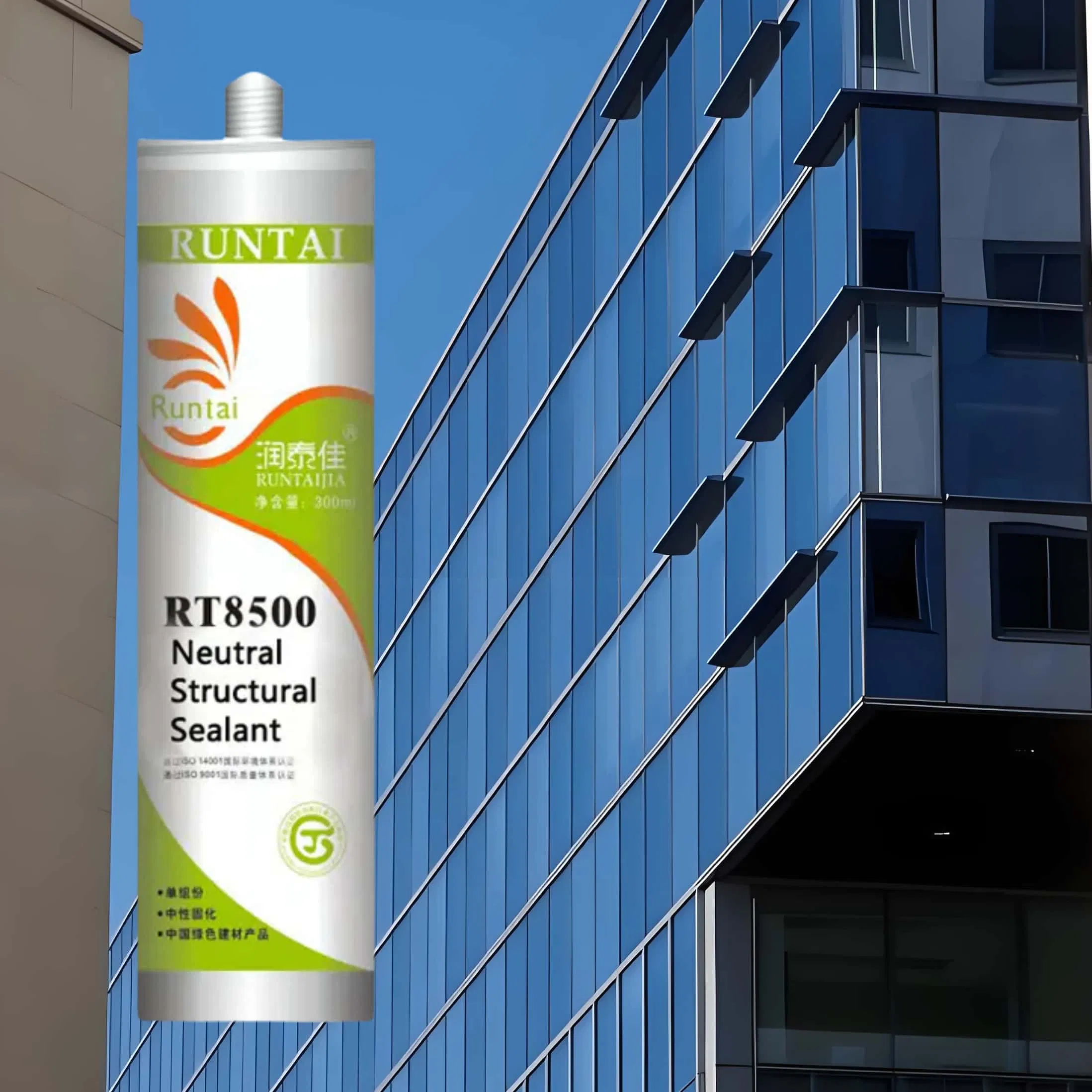 Glass/Stone/Aluminum Curtain Wall High Strength Runtai Transparent Cartridge Silicone Sealant