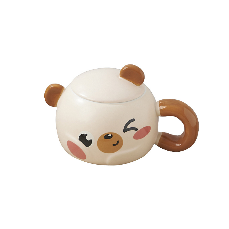 Cute Cartoon Animal Mug Ceramic Cup with Lid