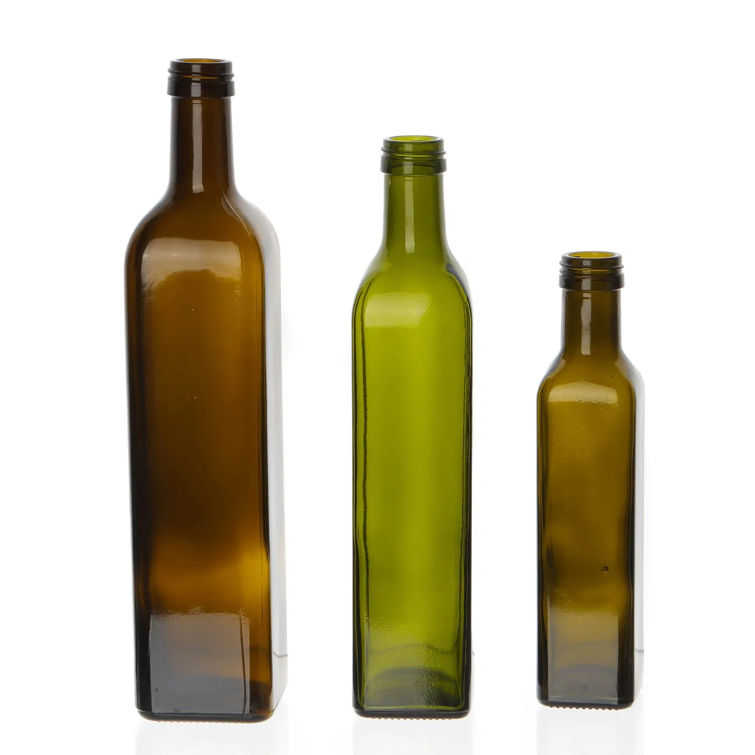 Round &Square 100ml 250ml 500ml 750ml 1L Glass Olive Oil Bottle Dark Green Clear Green 500ml Olive Oil Bottle with Cap/Nozzle
