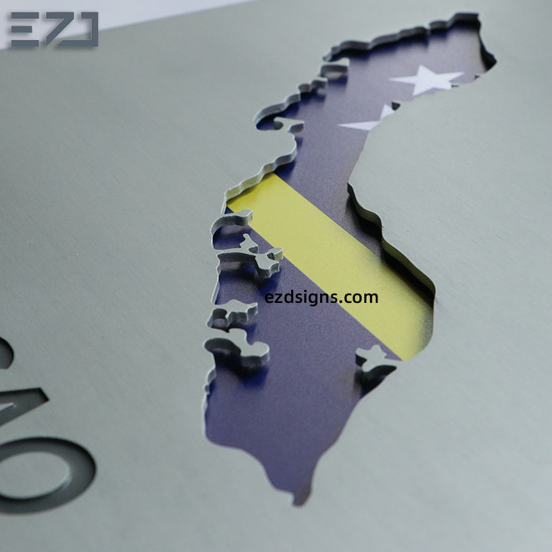 National Flag Hollow out Stainless Steel PVC Apartment Wall Mounted Door Plates