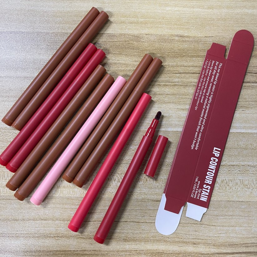 Vegan Smooth Lip Liner Stain Pen Waterproof Lip Stain Marker Easy to Color Long Lasting Lip Contour Stain