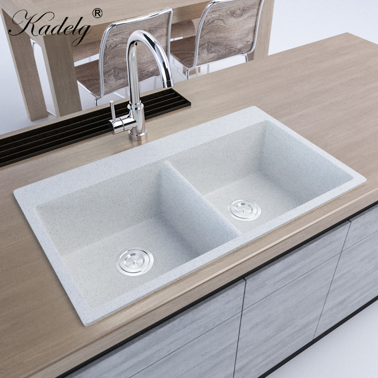 Premium Black Handmade Double Bowl Quartz Stone Sink