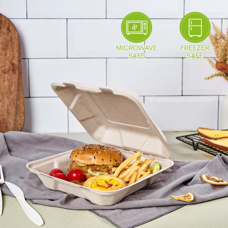 100% Compostable Sugarcane Eco Friendly Biodegradable Food Container Clamshell