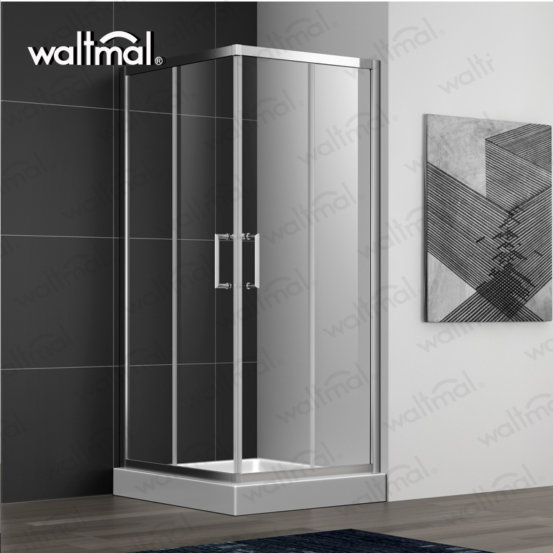 Square Chrome Cornerview 36" Deep Sliding Framed Shower Enclosure