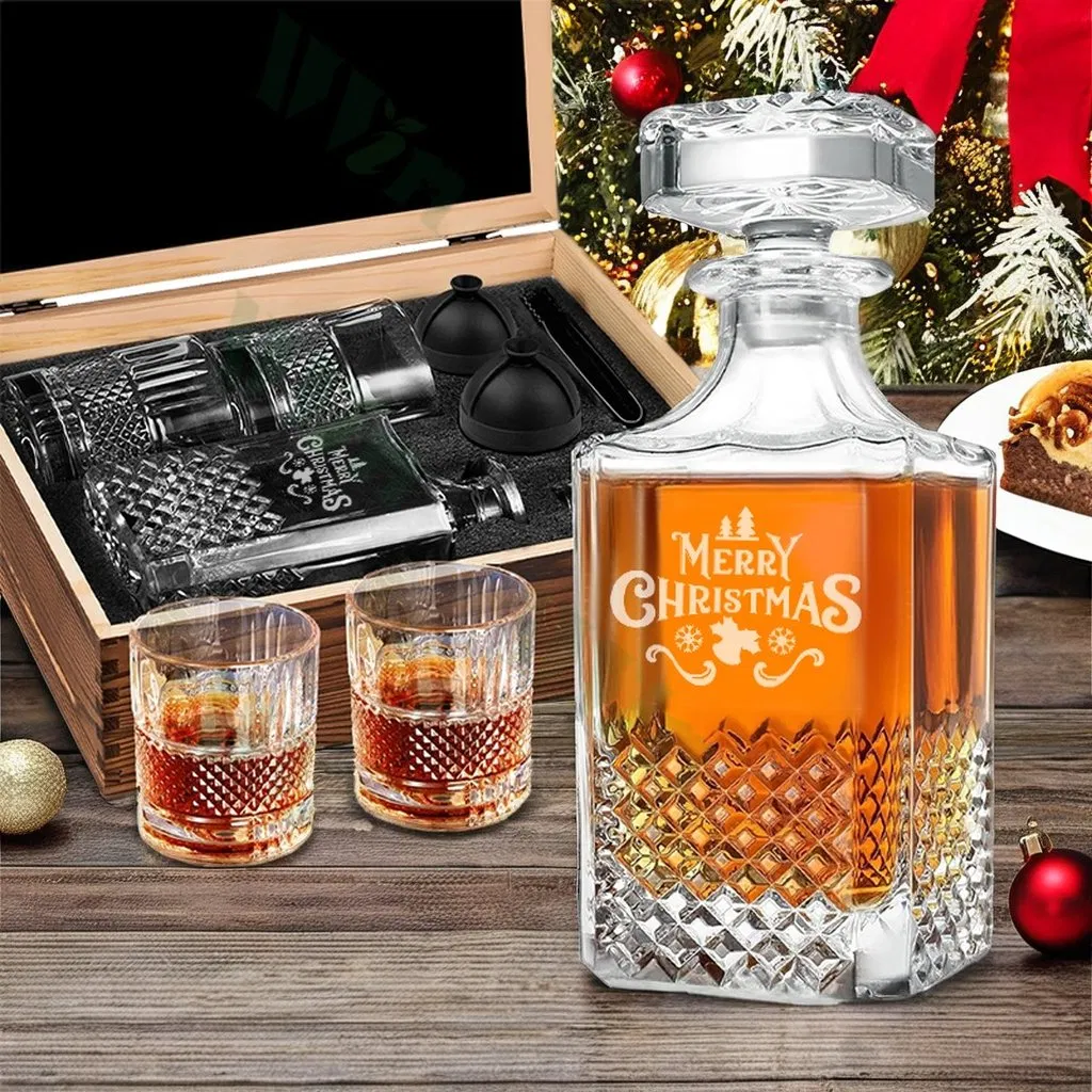 Shunstone Custom Engraved Whiskey Decanter Set Personalized Whiskey Christmas Promotion Barware Gift Set for Whiskey Lover
