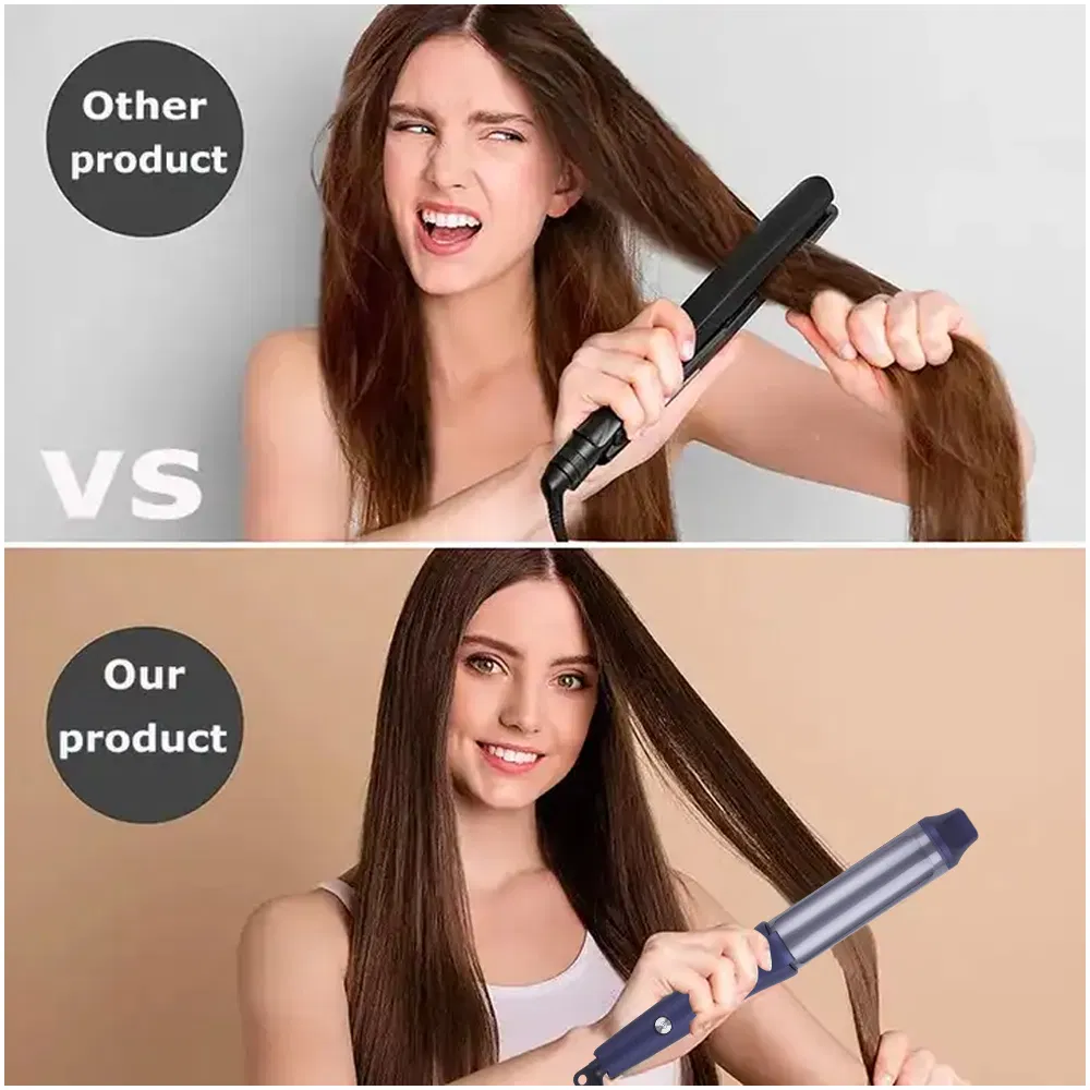 Ceramic Hair Curling Iron Professional LED Electric Flat Iron Hair Curler with Clips