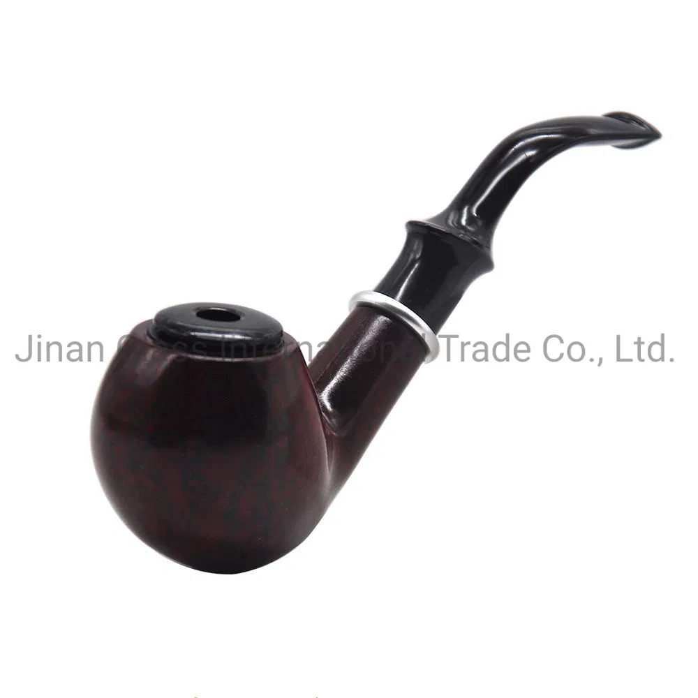 Round Pipe with Lid and Long Handle Flat Mouth Wooden Pipe Shylock Pipe