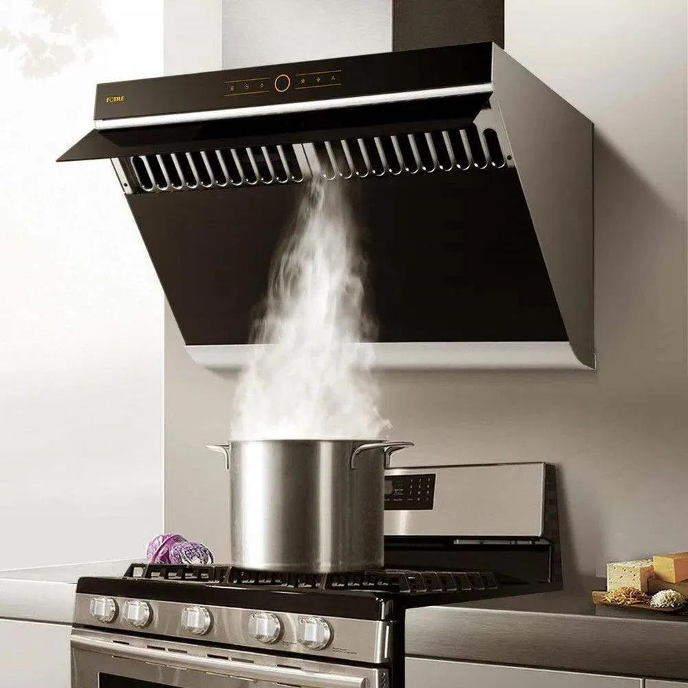 Kd81A Round Shape Black Inox Household Range Hood