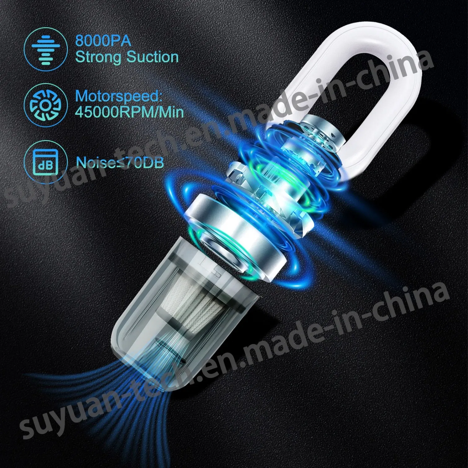 Mini Portable Cordless Handheld Vacuum Cleaner for Car and Household with 8000PA High Suction