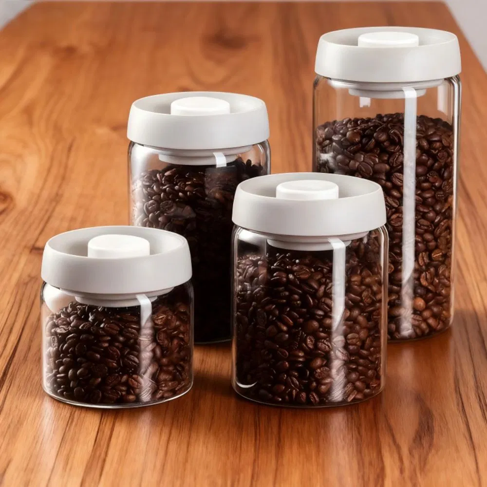 Coffee Bean Preservation Jar, Vacuum Glass Sealed Jar, Press-Type Storage Jar