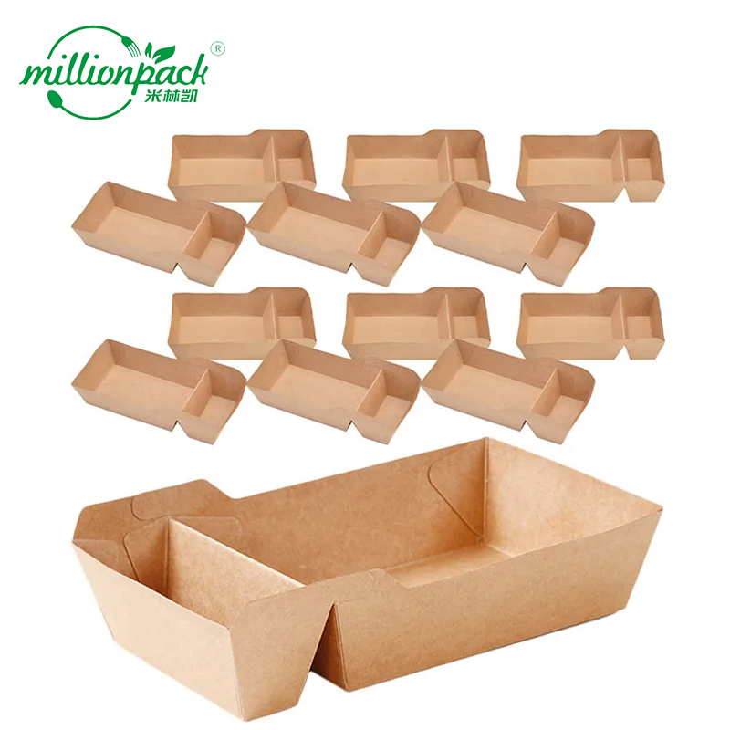 Heavy Duty Kraft Paper Boat Tray for Street Food Vendors Durable Stable Daily Food