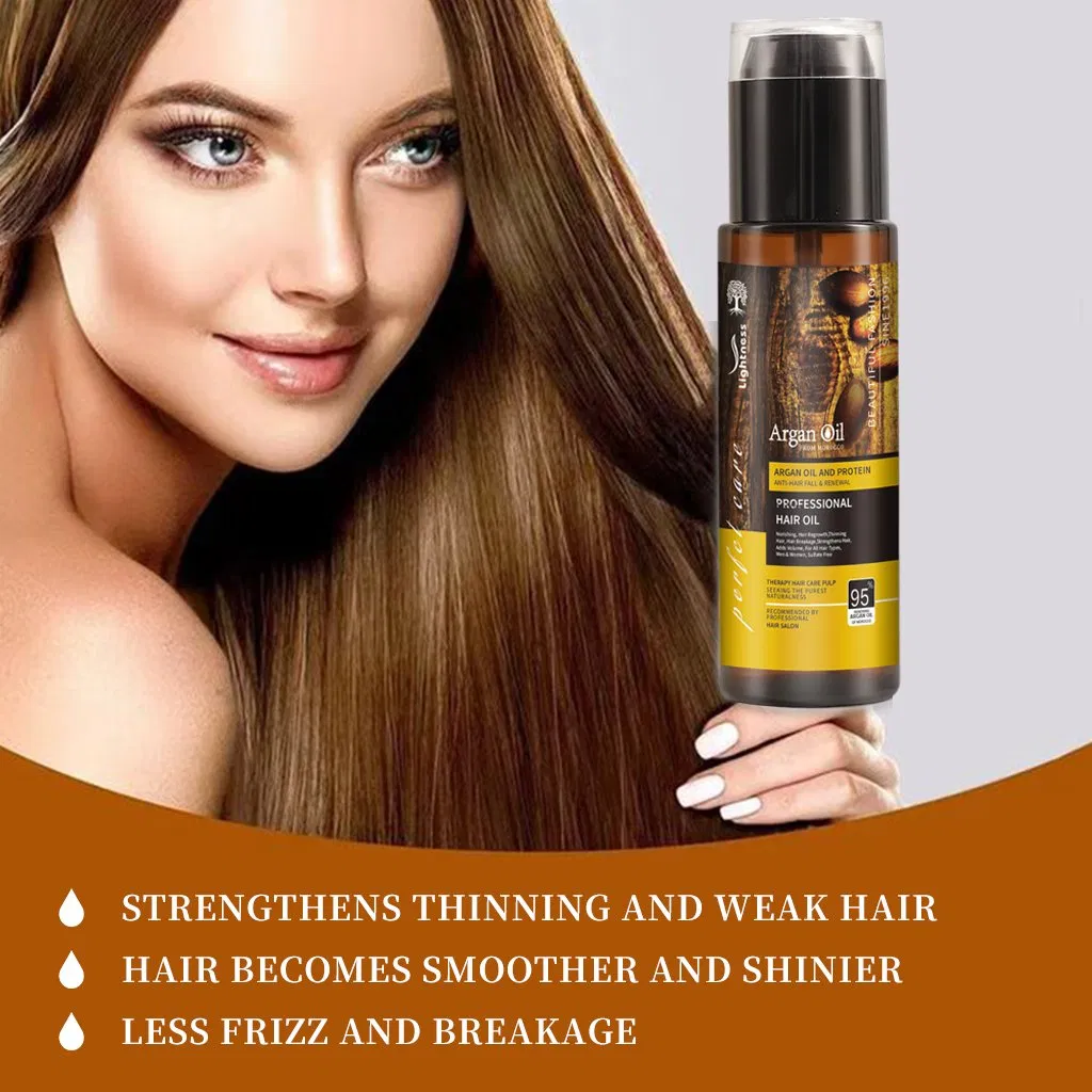 OEM Manufacturer 100ml Hair Oil Treatment Nourishing Perfume Fragrance Hair Oil Serum Repairing Hair Keratin Argan Oil