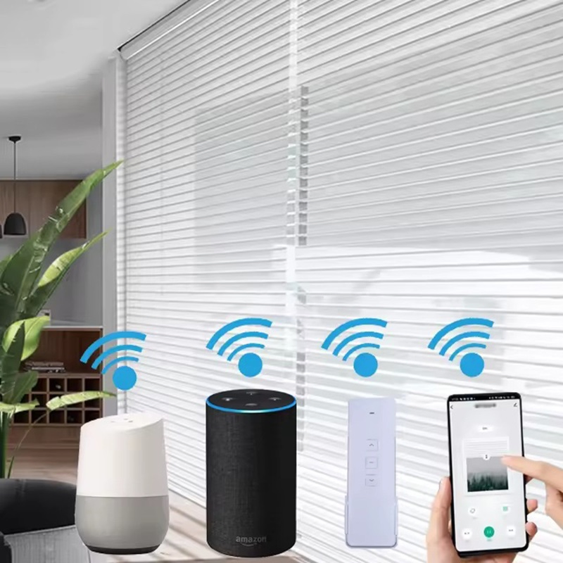 Custom Shangri-La Roller Shades with Stripes Pattern Room Triple Sheer