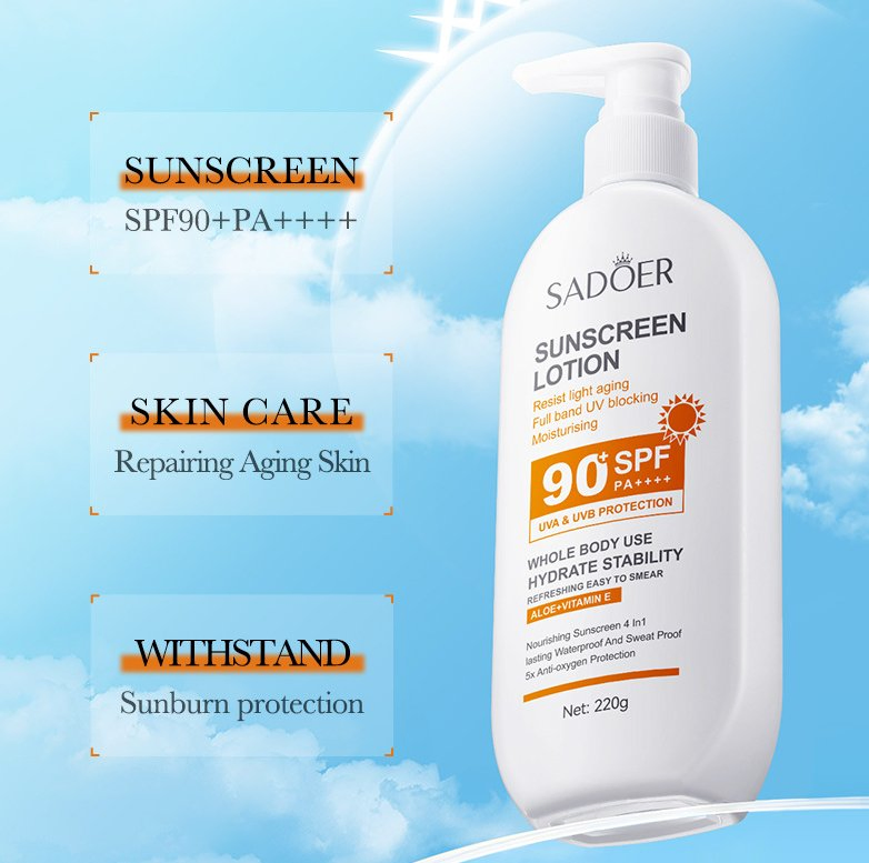 Online Wholesale and Retail Sun Protection Repair Sunburn Waterproof Sunscreen SPF 90+ Sunblock Sunscreen Strong Lasting 22 Hours Moisturizing Sunscreen Lotion