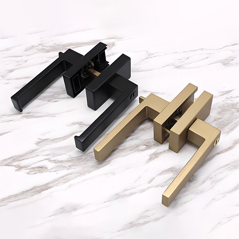 Sleek Modern Black Aluminium Glass Door Lock for Interiors