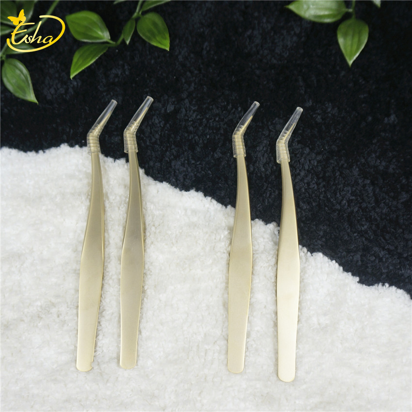 Custom Gold Hair Lash Eyebrow Extension Stainless Steel Tweezers Kit Pointed Surgical Eyelash Tweezer