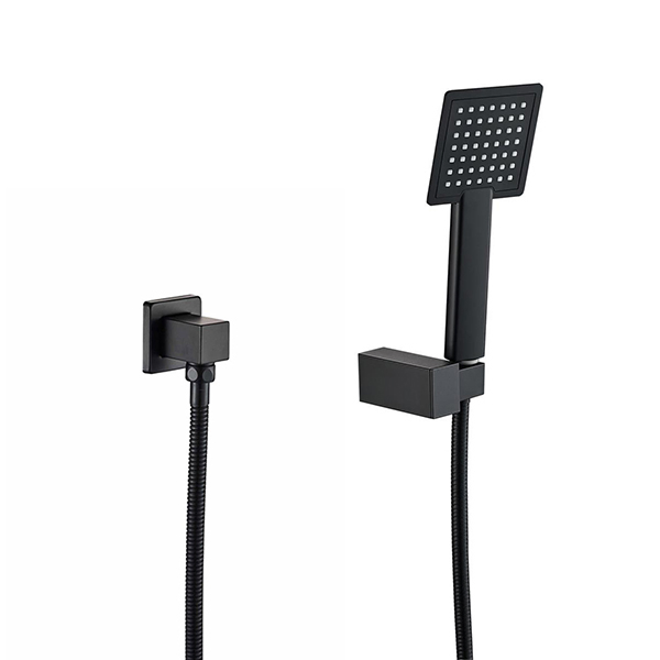 Square ABS Plastic Black Hand Shower with Hose and Bracket