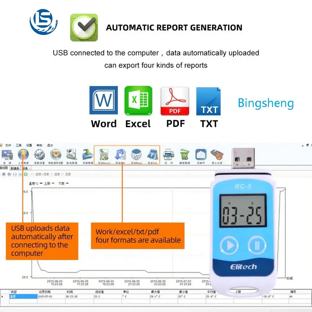 Elitech Bingsheng RC-5 Multi-Use Temperature Data Logger for Accurate Monitoring