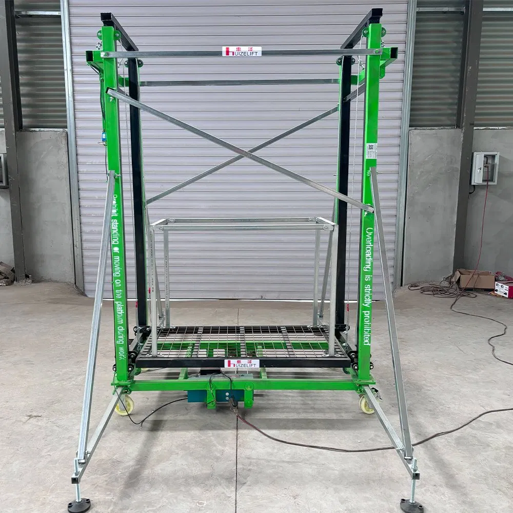 Factory Price 10m Lifting Height 500kg Capacity Aerial Work Platform Electric Scaffolding/Telescopic Scaffold with Wire Rope