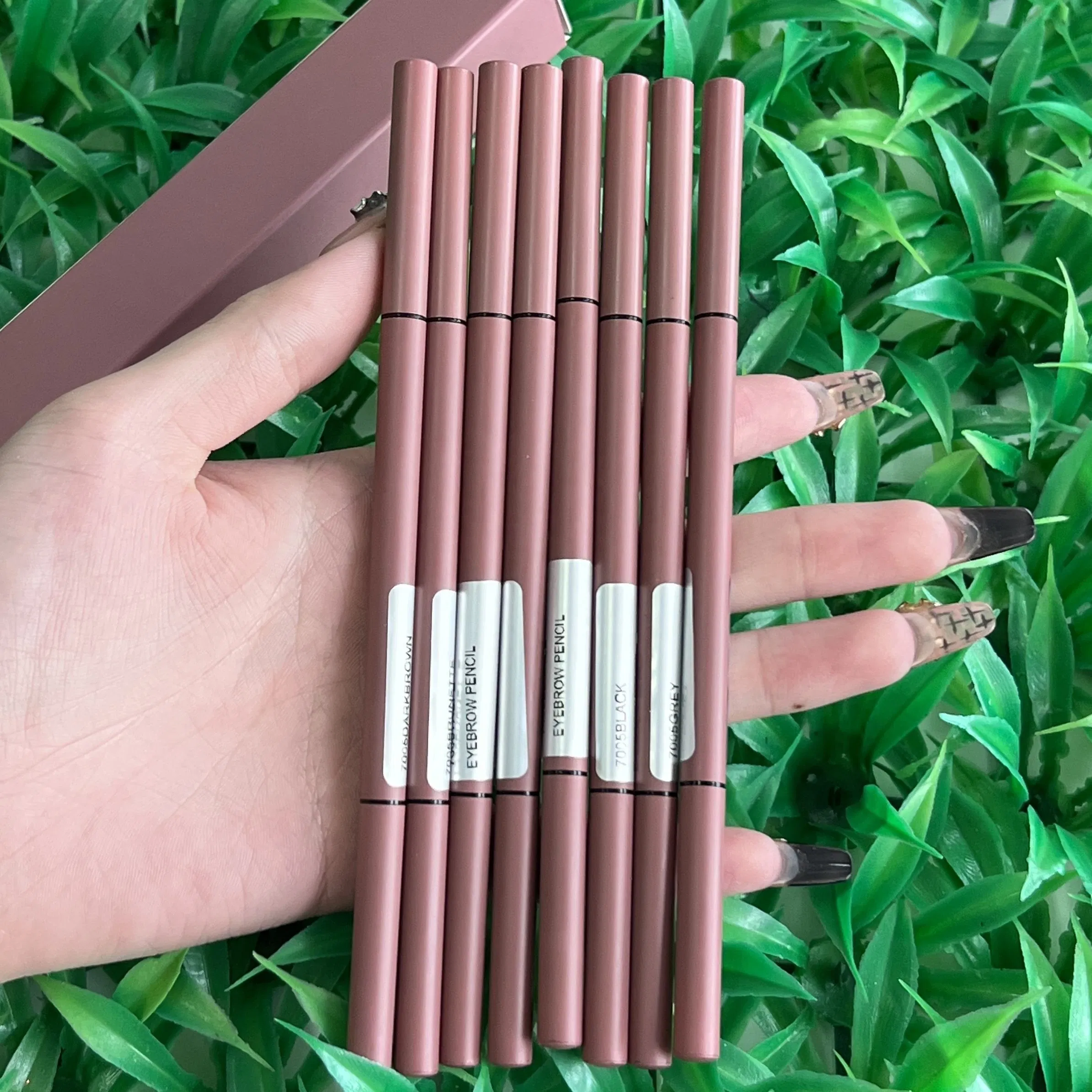 8color High Pigment Black Brown Gray Long Lasting Triangle Refill Eyebrow Pencil with Private Label