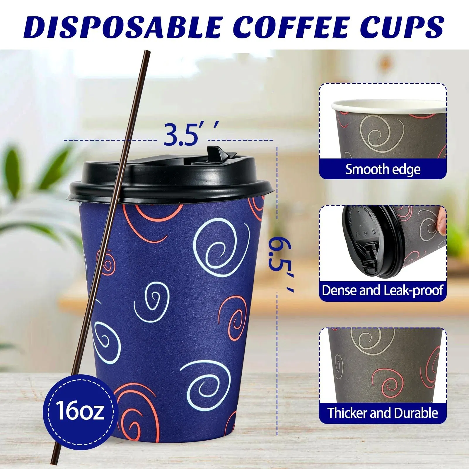 Бумажные стаканчики для кофе с крышкой и печатью