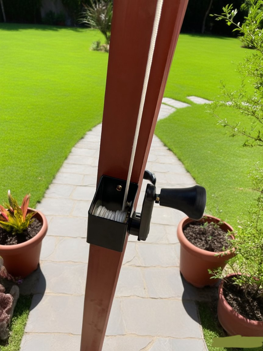 Wooden Haning Parasol Umbrella Dia. 300cm 55X55mm Pole with Crank