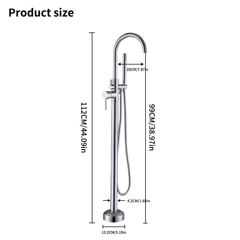 Floor Mounted Free Standing Shower System Bath Tub Bathtub Mixer Tap Faucet Shower Set