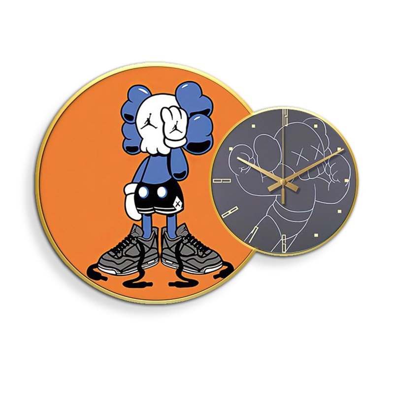 Customizable Bear-Style Crystal Wall Clock Bright Orange