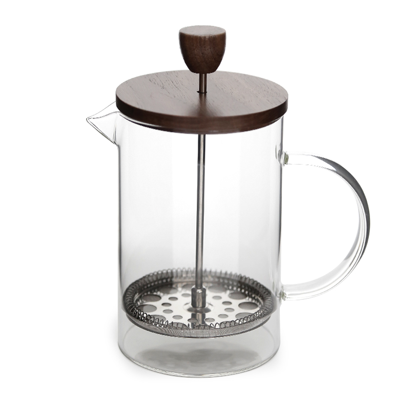 Френч-пресс из боросиликатного стекла с деревянной крышкой