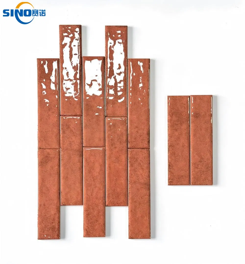 Luxury Glossy Handmade Ceramic Wall Tiles Modern Strip Design for Interior
