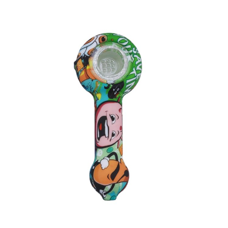 Silicone Oil Burner DAB Pipes Herb Tobacco Smoking Pipe Multi-Function with Wax Dabber Tool Glass Bowl