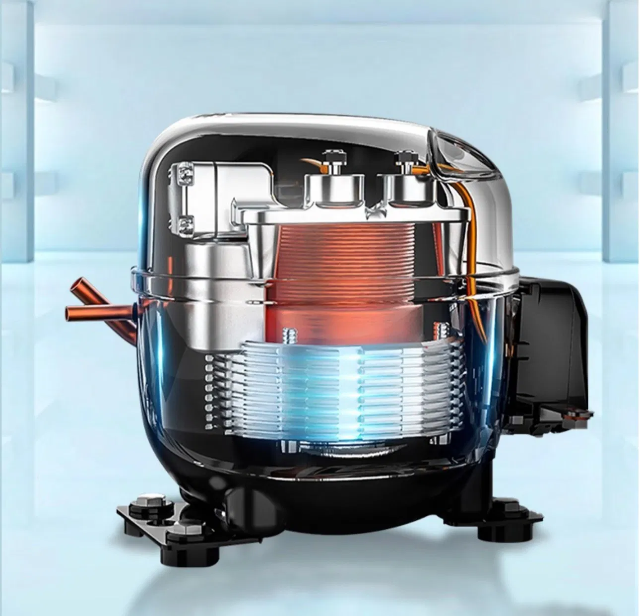 Portable DC Refrigerator with Hermetic Compressor for Travel Use