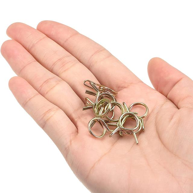 High Quality Custom 65mn Steel Uxcell Double Wire Spring Hose Clamp Hose Fuel Line Silicone Tube Spring Clips