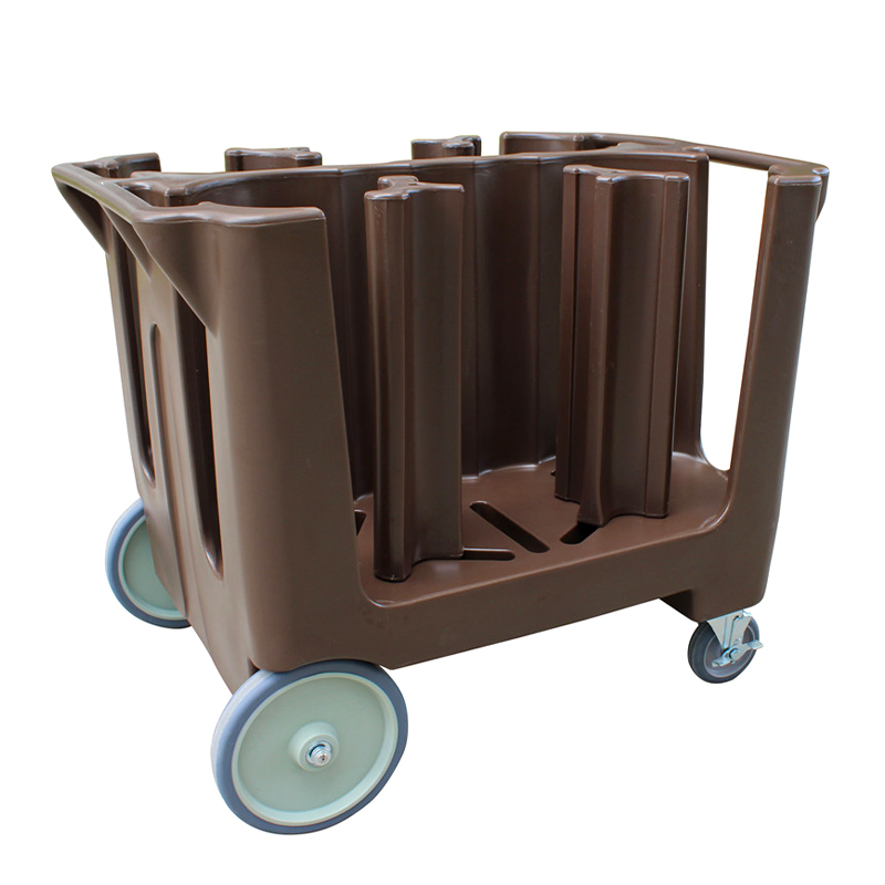 Dining Adjustable Dish Collecting Trolley with Wheels Plastic Movable Service Plates Kitchen Tray Mover Cart Dolly Trolley