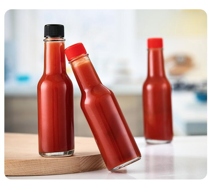 Стеклянные бутылки для соусов с металлической крышкой