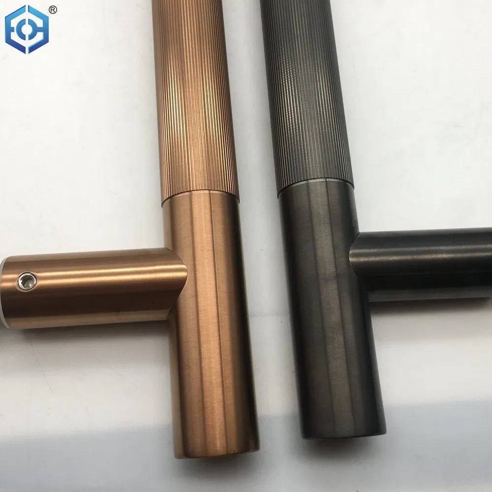 Rose Gold Stainless Steel H Type Knurled Glass Door Pull Handle
