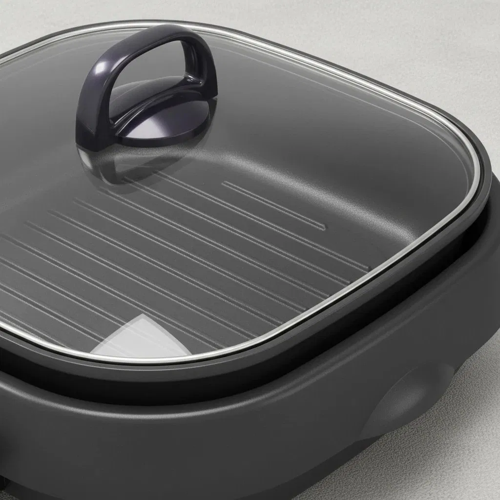 Non-Stick Electric Skillet with Glass Lid Frying Pan with Variable Temperature Control