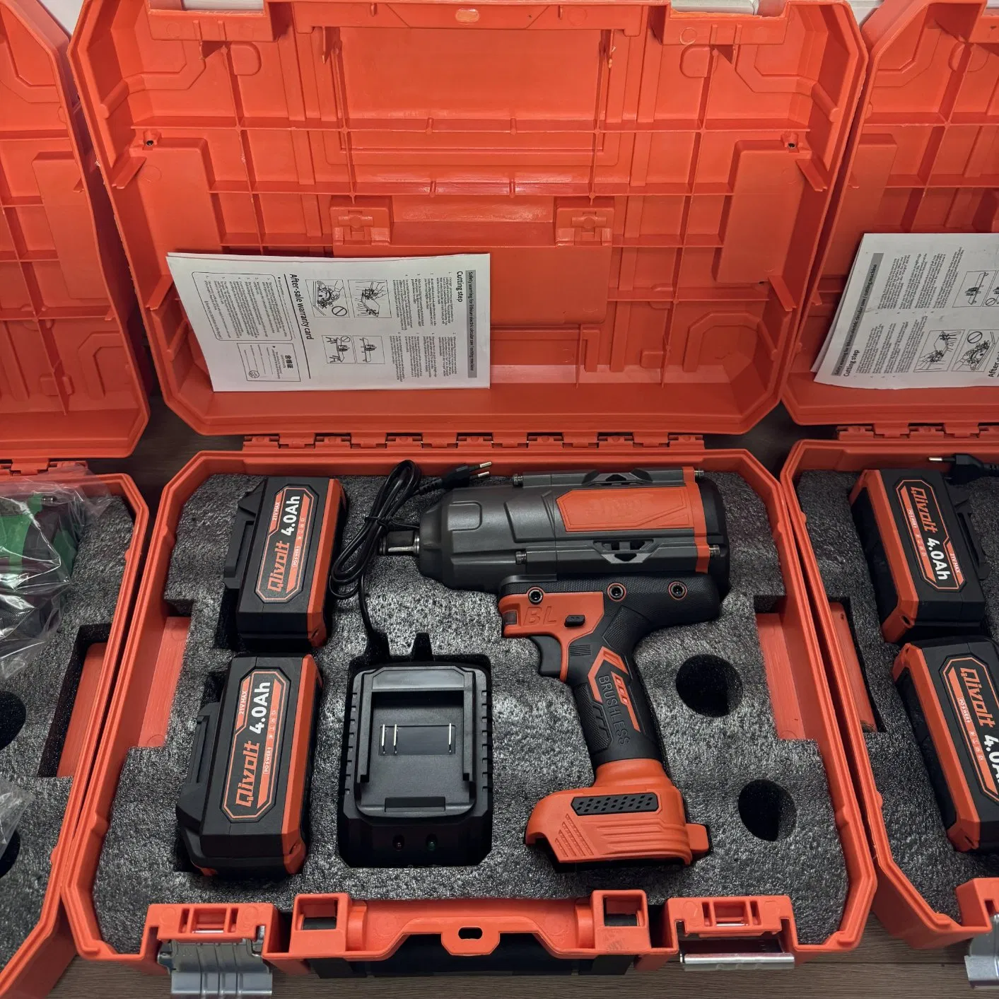 Qivolt 18V Heavy-Duty Cordless Combo Kit Construction Tool Sets with Batteries, Charger & Toolbox