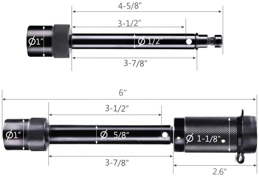 Pin Set 5/8 and 1/2 Inch Black Trailer Hitch Pin Lock Set