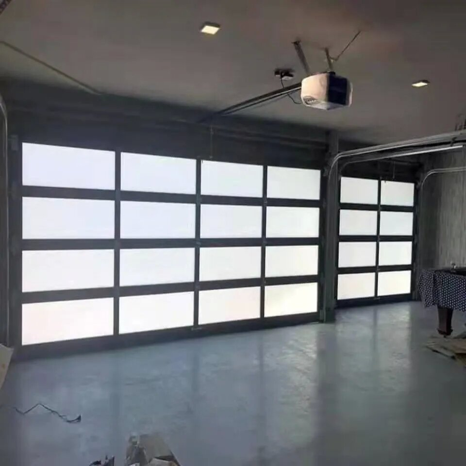 9X8 9X7 16X7 Modern Sectional Overhead Full View Aluminum Tempered Glass Panel Garage Door