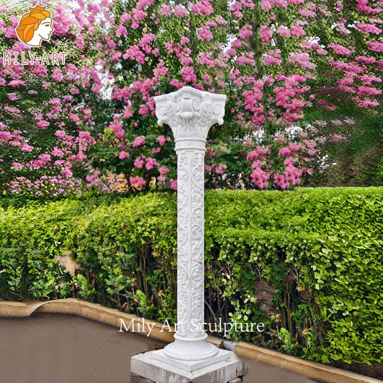 Classic Natural Stone Columns Carved White Marble Roman Pillar for Sale