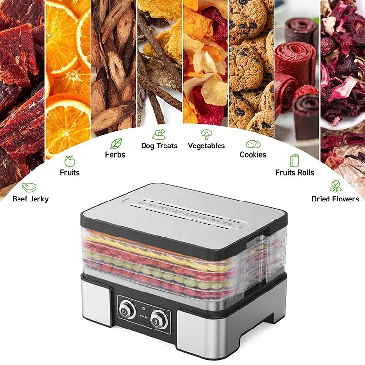Household Stainless Steel ABS 8 Trays Machine Fruit Food Dehydrator