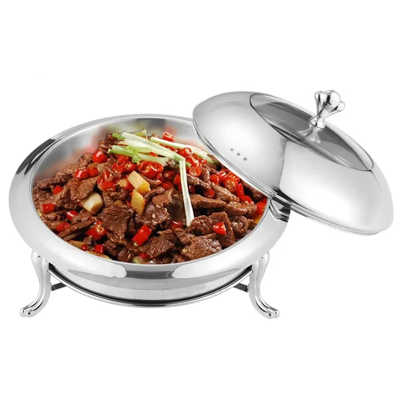 Factory OEM 3L Hotel Restaurant Catering Suppliesfood Warmer Glass Lid Stainless Steel Crown Chafing Dish Buffet Set Commercial Buffetware with Fuel Holder