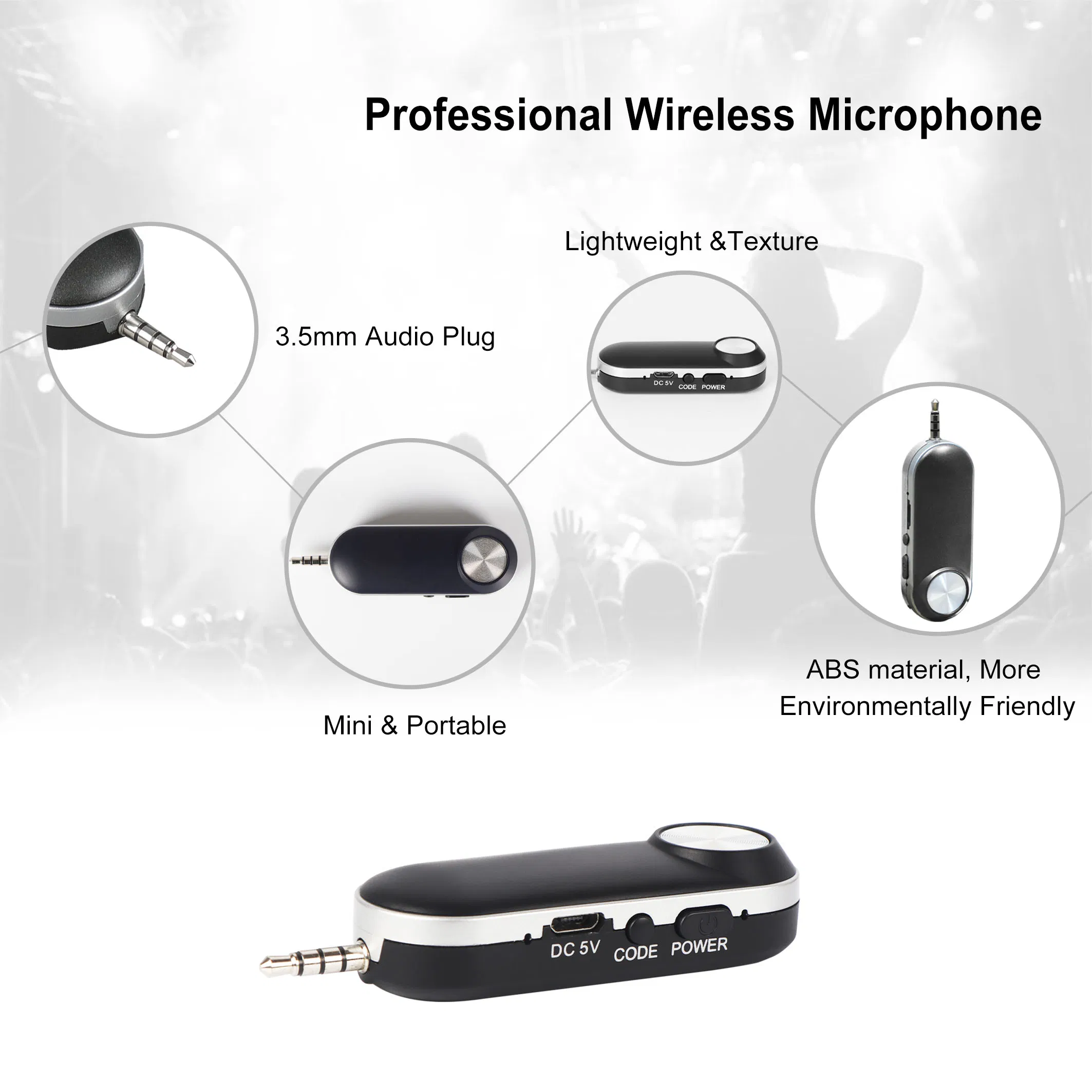 T-1 UHF Head Mounted Wireless Microphone, Suitable for Teaching, Stage Performances