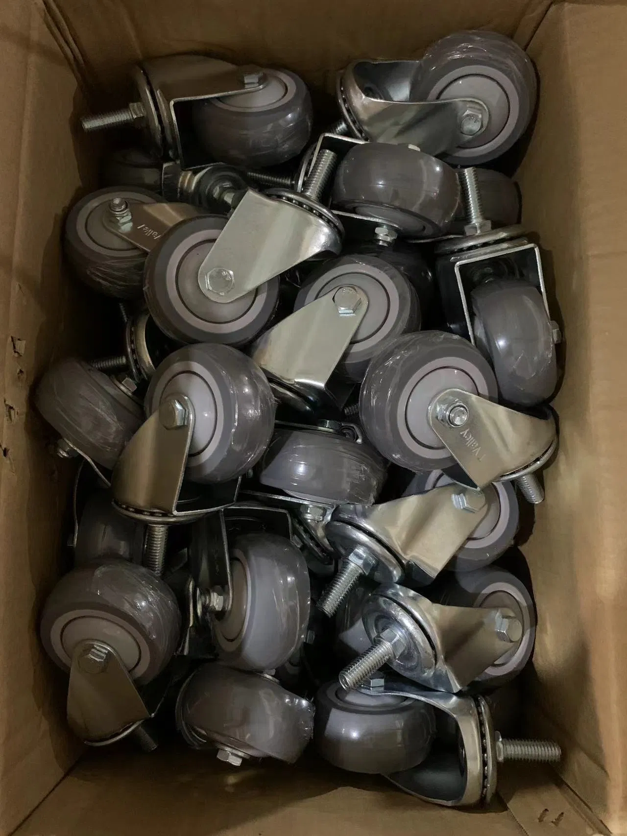 Soft TPR Shopping Cart Caster Grey Bolt Hole Swivel Kingpinless Casters